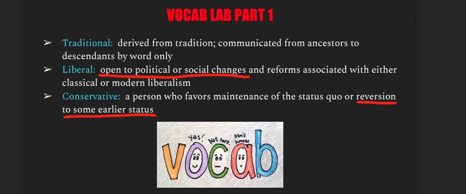 Ok, ready for some social justice indoctrination bombs? Let's look at some slides that are from a high school class called Sociology of Change that is REQUIRED to graduate for the students taking it.In this slide, they are defining conservatives as wanting to revert to the past
