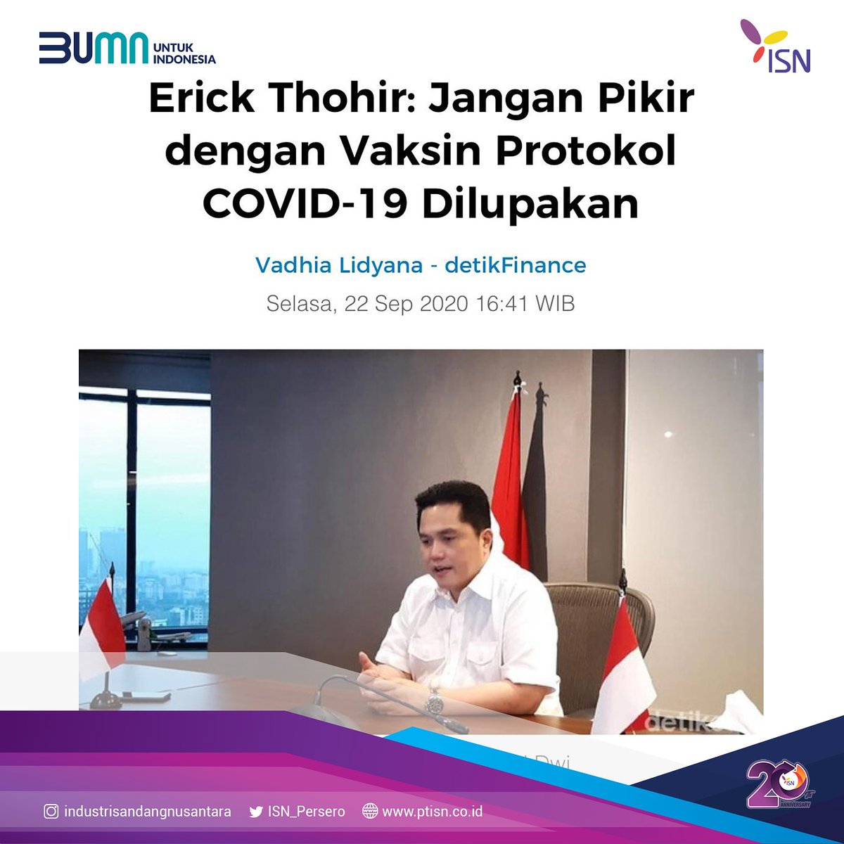 Kehadiran Vaksin Covid-19 memang sangat dinanti oleh Masyarakat, namun Protokol Kesehatan untuk mencegah Covid-19 harus tetap menjadi perhatian utama kita semua.

#DisiplinProtokolCovid