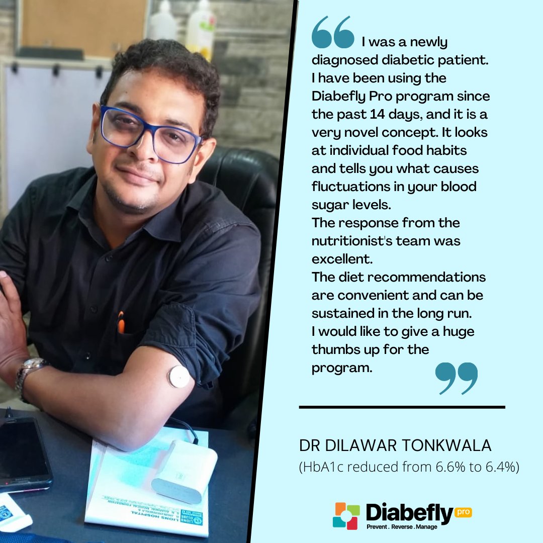 Dr Dilawar Tonkwala is thankful to the Diabefly Pro team for getting his blood sugar levels under control. He also lost 5.5 kgs during the program.
If you want to join the Diabefly Pro family today, visit https://t.co/fpD6BE8A26
#diabetes #DigitalTherapeutics #digitalhealth https://t.co/LxMmvBRDkR