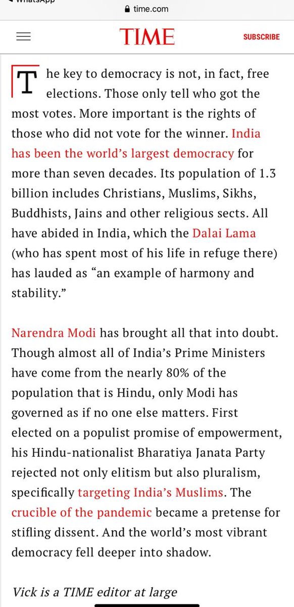 टाइम मैगज़ीन में दुनिया के 100 सबसे अधिक प्रभावशाली लोगों की सूची में हमारे प्रधानमंत्री नरेन्द्र मोदी जी का भी नाम है। उनको बधाई। (लिंक न खुले तो फोटो संलग्न है। RT या LIKE करने से पहले कृपया पढ़ लें।) time.com/collection/100…