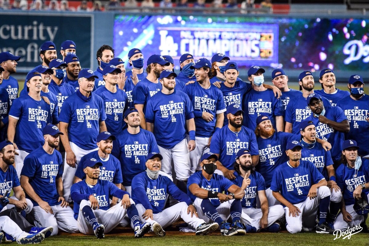 Dodgers's tweet photo. We’ve got more work to do but tonight, we celebrate. https://t.co/YQoL1pDgYy