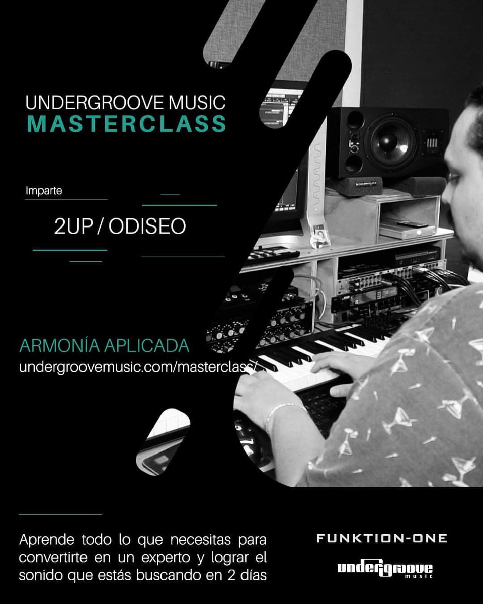En este Masterclass te voy a enseñar técnicas, tips y mis secretos para mejorar la composición musical de tus tracks además de impulsar todas tus ideas y el feeling que quieres transmitir con tu música.

Curso presencial
Curso en línea

Toda la info 👇
undergroovemusic.com/masterclass/