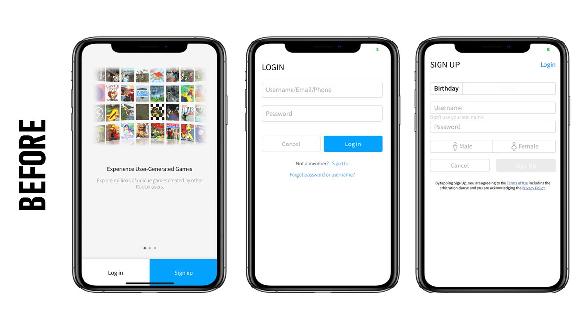 Bloxy News On Twitter Small Change But The Roblox Landing Page Sign Up Login Screens On Mobile Devices Have Been Updated With A New Layout And Ui This Is Currently Only On Android - roblox member login