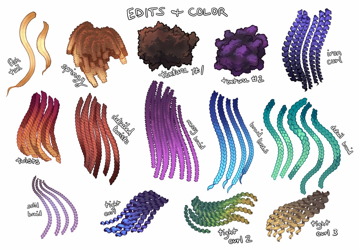 TORIPNG's tweet image. Hair linework brushes! Braids, twists, and more! ✨⚡️⭐️ I worked quite a few hours on this set of brushes for @Procreate. I'm in love with the brush editor!! Get the full set here at my Gumroad: gumroad.com/toripng#OeOuD
