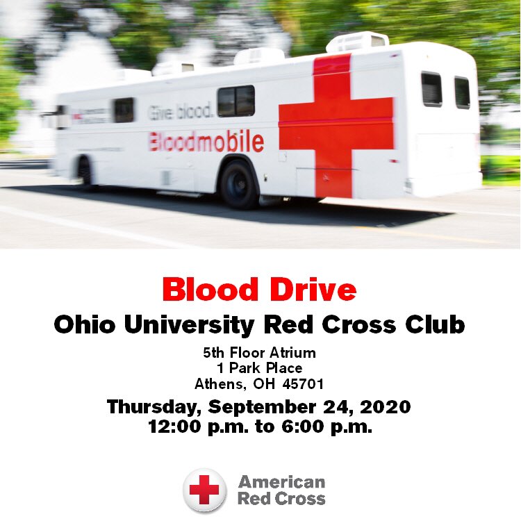 OURedCrossClub's tweet photo. BLOOD DRIVE ALERT! Thursday, September 24, 2020 from 12:00pm-6:00pm. Be sure to fill out your RapidPass on the Blood Donor app! https://t.co/SueWLxtolt