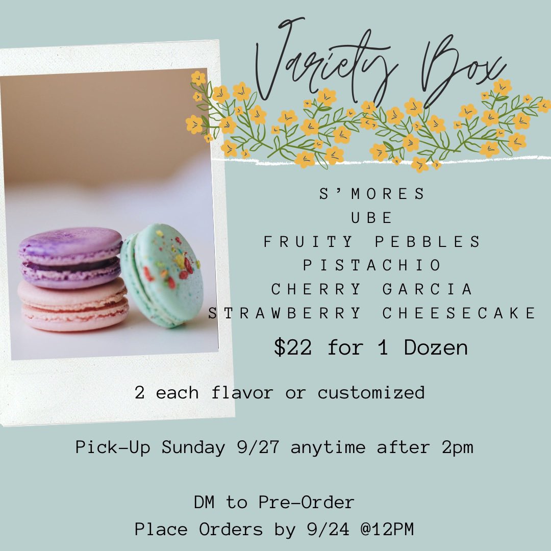 dammitsSAM's tweet photo. Place your orders now! Or retweet to support ☺️🥰

#BayArea #localbusiness #bayarealocalbusiness #macaron #desserts  

IG: samsfrenchmacarons https://t.co/MtZkBgV7Ho