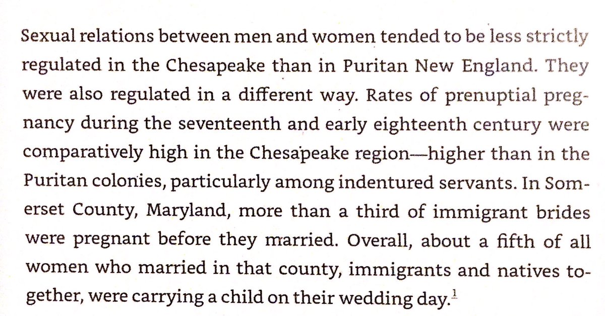 A fifth of all Virginian brides were pregnant on their wedding day in 1600s & 1700s.