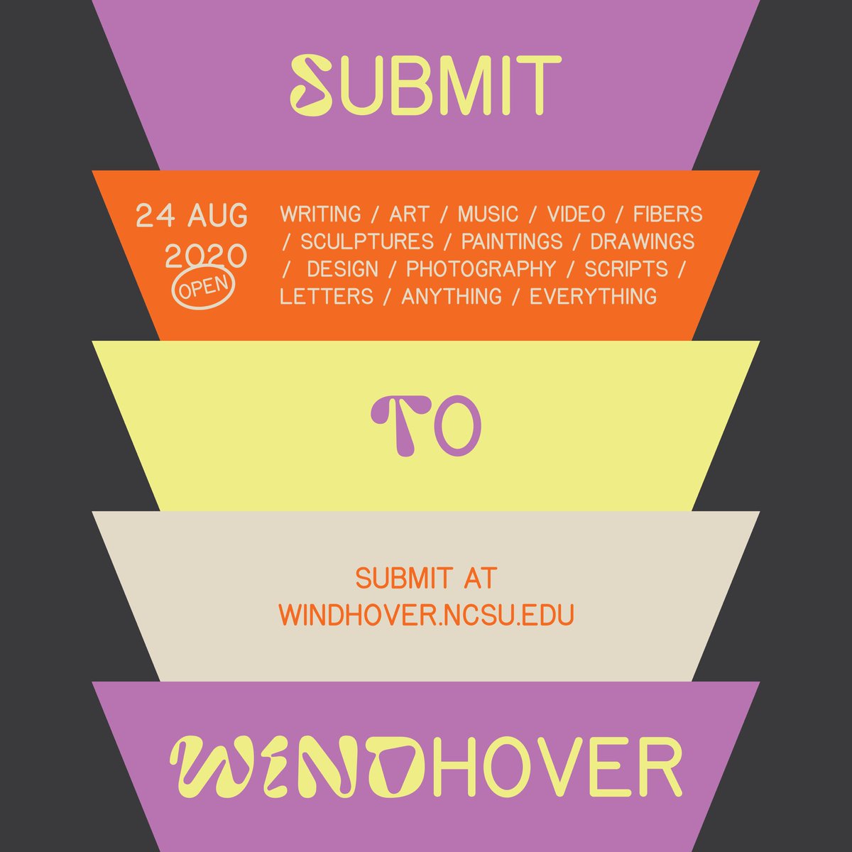 Got an eye for art &amp; design? <a href="/WindhoverNCSU/">w i n d h o v e r</a> is now accepting submissions for its 55th edition! 🎨📐✒️ Submit your literary, visual, video or audio art forms by Nov. 24th. For more info visit windhover.ncsu.edu/submit/
