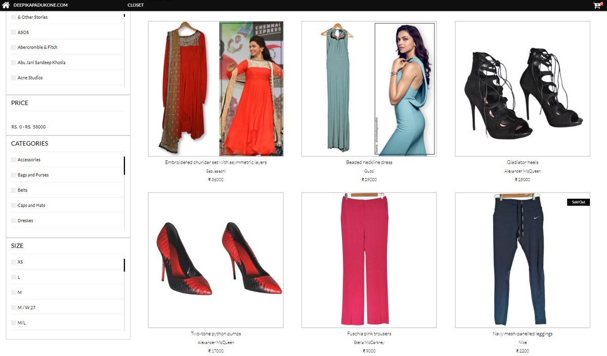 Trying to get fund for NGO by selling her closets:Link:  http://deepikapadukone.com/closet/ Posted here:  https://twitter.com/deepikapadukone/status/1282935915267059712See Price :P