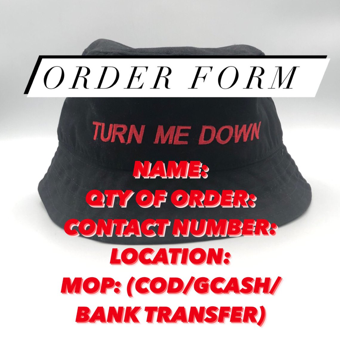 jconfam's tweet photo. ✨TURN ME DOWN BUCKET HAT✨ (Limited release)

-Comes with detachable face shield
-299 pesos only

👉🏼How to reserve? 
-Send us the order form thru DM
-First 15 pax only https://t.co/eLpBNQHSZ1