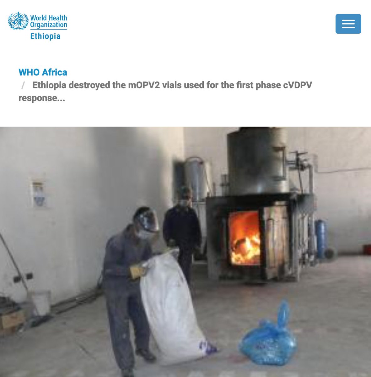 Ethiopia destroyed a total of 57,193 mOPV2 vaccine vials after a vaccine induced outbreak of polio.  https://www.afro.who.int/news/ethiopia-destroyed-mopv2-vials-used-first-phase-cvdpv-response