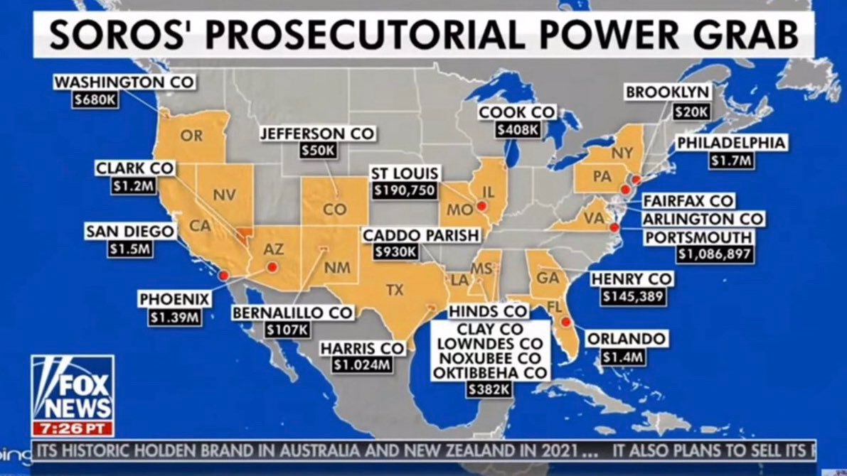 33. We can't cover all the collusion & power networks, but suffice it to say, a few of the same very rich & powerful people fund &/or control our political candidates, our media, our political parties & Big Tech. 1 man has this much power over DAs. How much do you have?