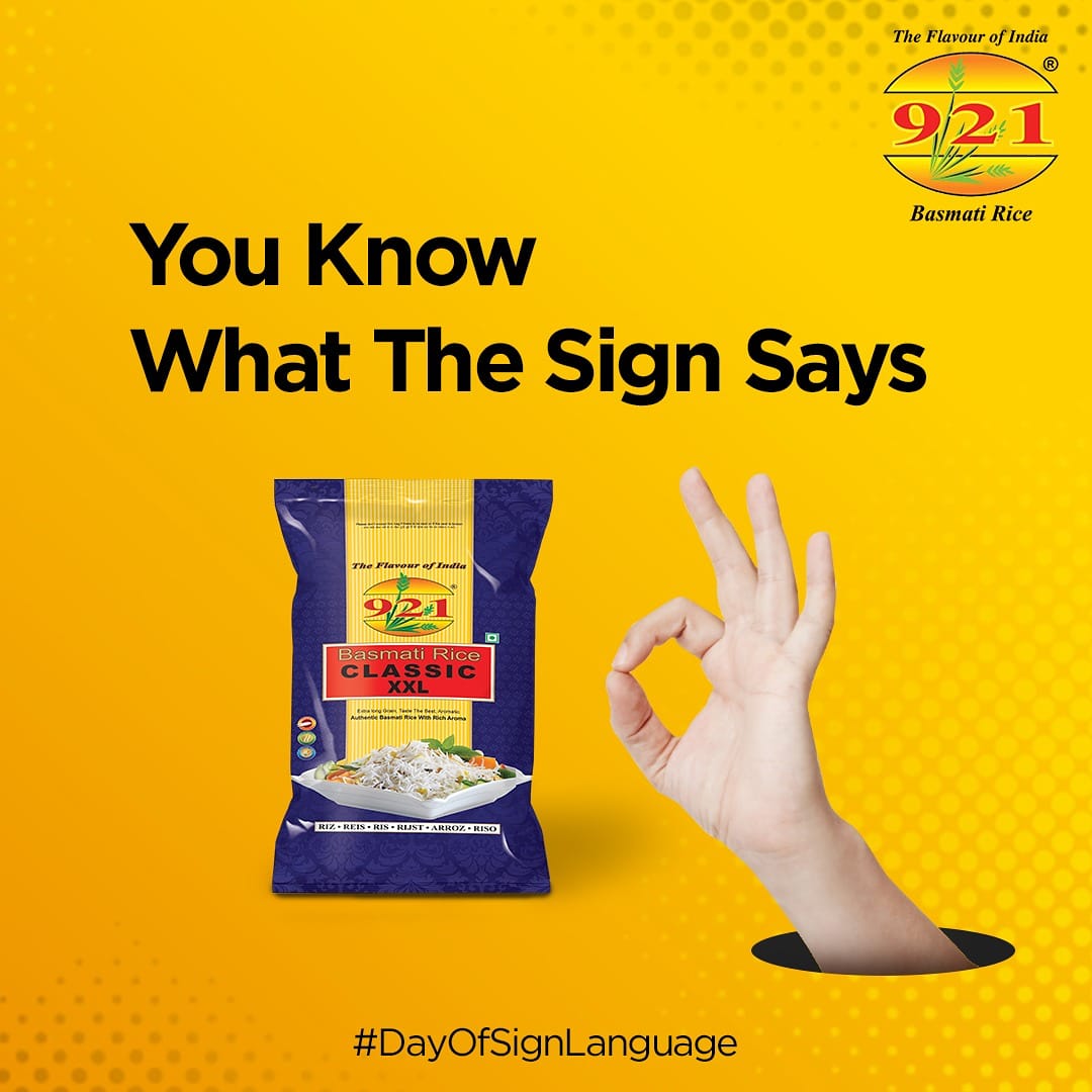 921BasmatiRice's tweet photo. 921 hai toh Rice Hai Nice!
#DayOfSignLanguage #921BasmatiRice #RiceHaiNice https://t.co/XuNlIq88GA