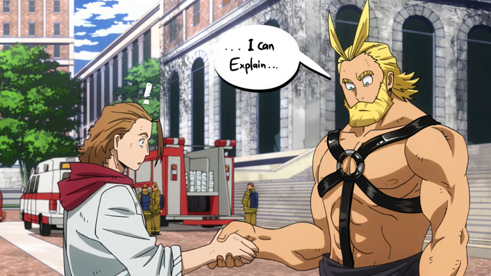 Young all might was into LEATHER PLAY?! (i won't stop my photoshops. 