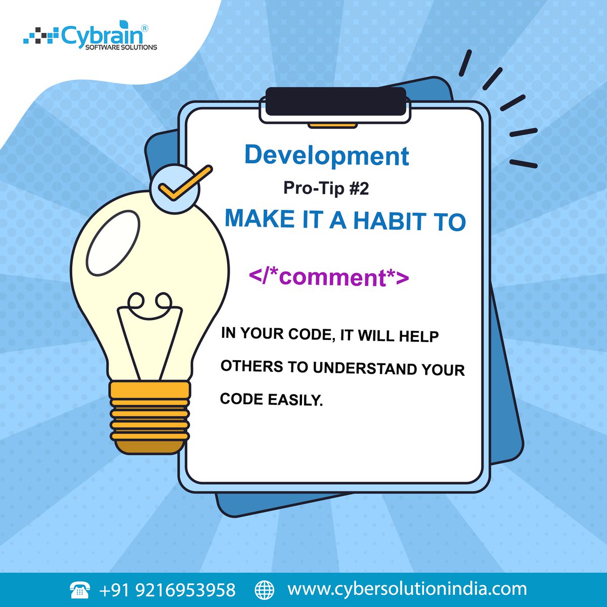 cybrainsoftware's tweet photo. 💁♀️Back again with another #Development Pro-Tip.
👉Want to know more → Request a CALL BACK → by Filling the Form → https://t.co/DSlXyMr1KJ
📲Call us at +91 92169 53958 or 0172-5053958
#Protip #Softwaredevelopmentcompnay #Tipsoftheday #protip #codingprotip #developmenthacks https://t.co/uIG3GERlK4