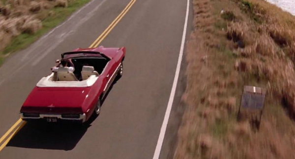 The makers wanted to use a Mustang, keeping it in line with the time of 1965 - when Andy escapes, but they were unable to get the car in time. So they used a 1969 Pontiac car.A glitch in the matrix as some people say.