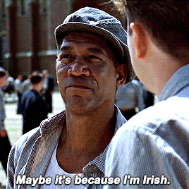 Andy Dufrense asks Red, why is he called Red - to which Red responds “Maybe its because I’m Irish.” This is in response to the fact that in the original novella Red is a middle-aged Irishman. Frank Darabont had envisaged only Morgan Freeman as Red.