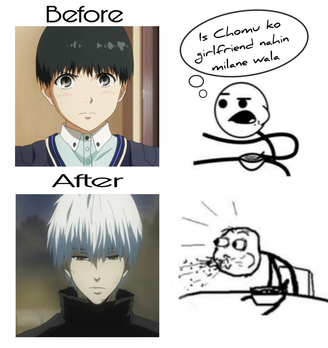 TOKYO GHOUL ANIME FUNNY MEME. #tokyoghoul #anime #UltraDubbers #dankmemes  #funnymemes, image size:1129x1200