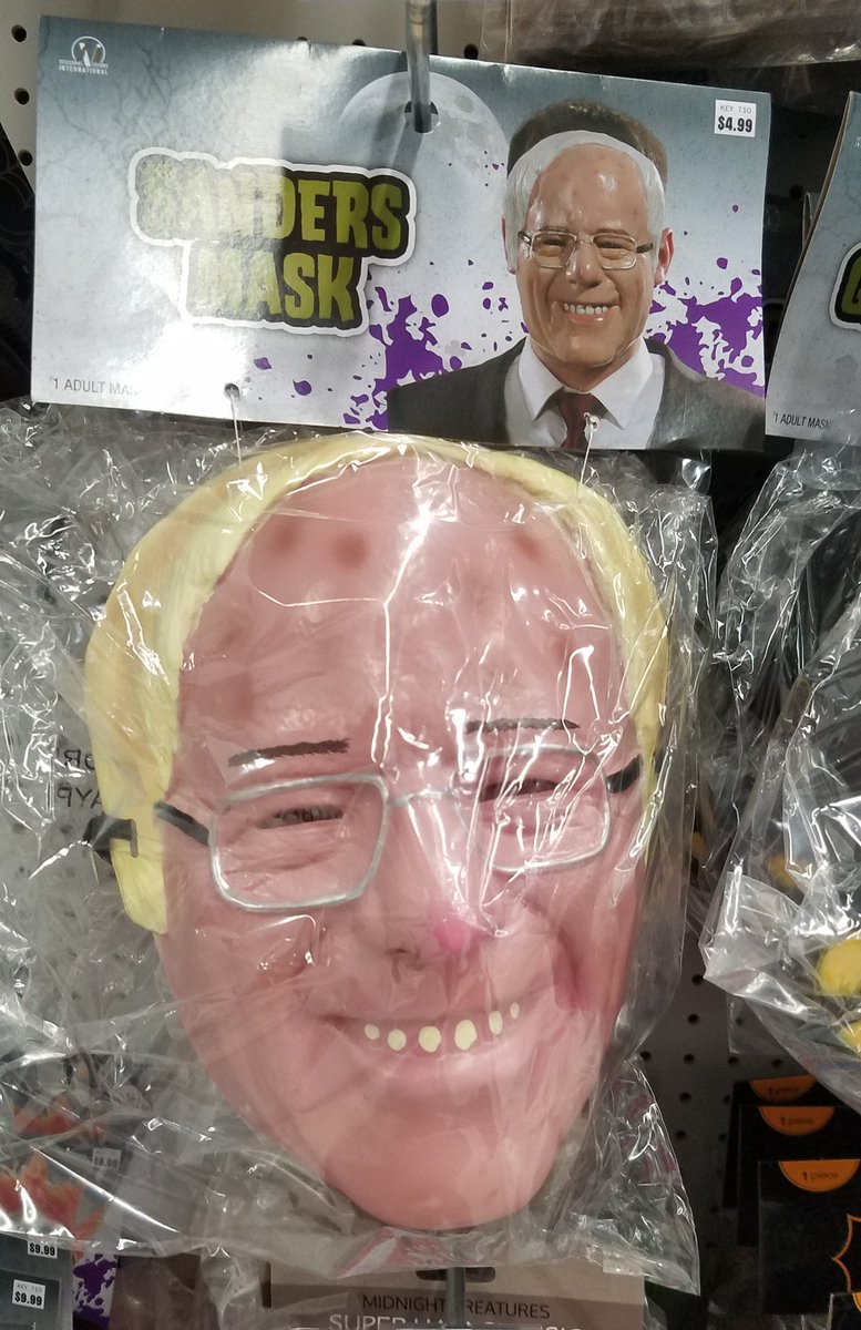 ShimmerSFX's tweet photo. @BradMondoNYC, pls help. I found Bernie in the Halloween section, and you KNOW he tried to bleach his hair @ home.

#Hair #BradMondo #BernieSanders #Halloween #HalloweenMask #BleachFail https://t.co/l6sVsFBuHi