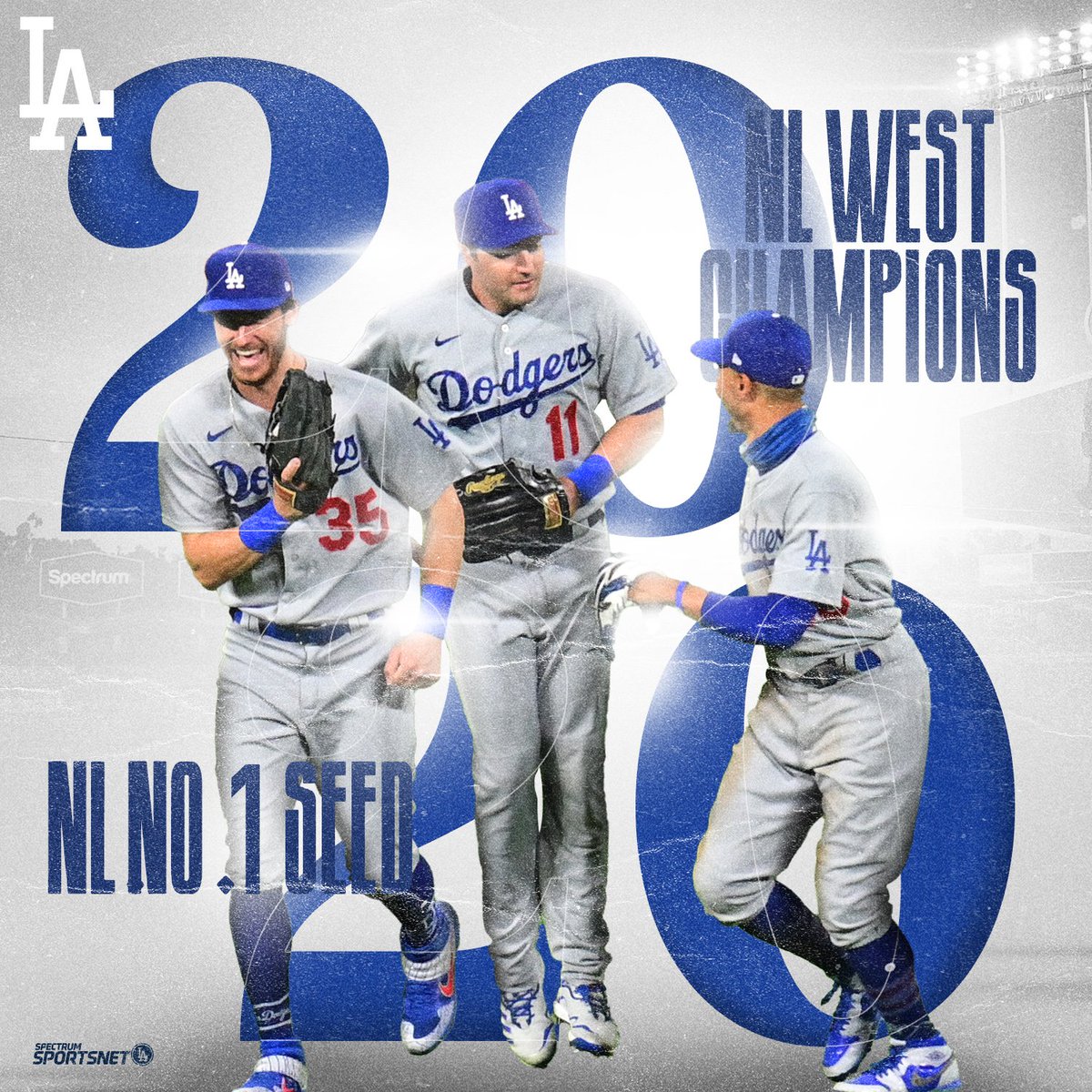 SportsNetLA's tweet image. With that win, the #Dodgers win their 8th consecutive NL West title and clinch the No. 1 seed in the National League! 👏