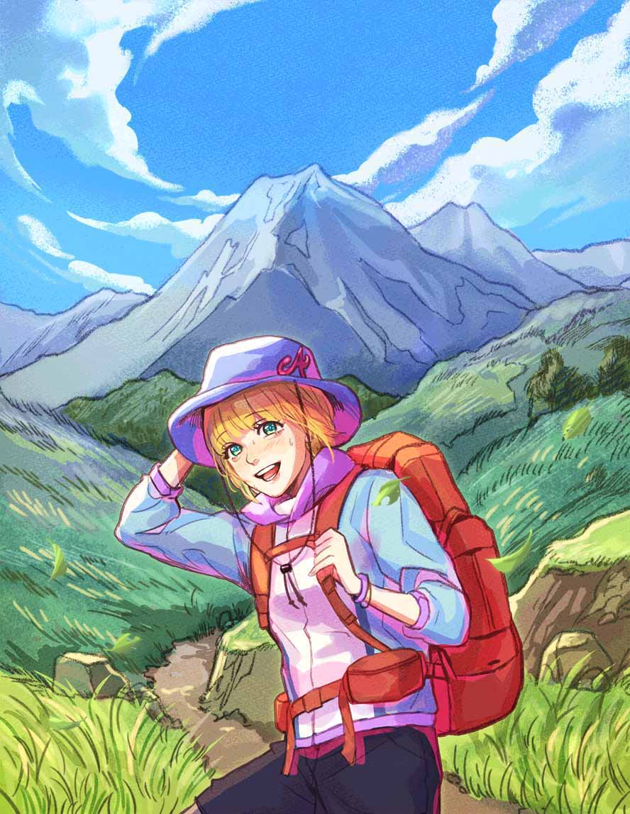 やっほーみんな4連休はどうしてたかな 私は運動不足解消にむけて山登り オープンエ アクアちゃん 公式 のイラスト