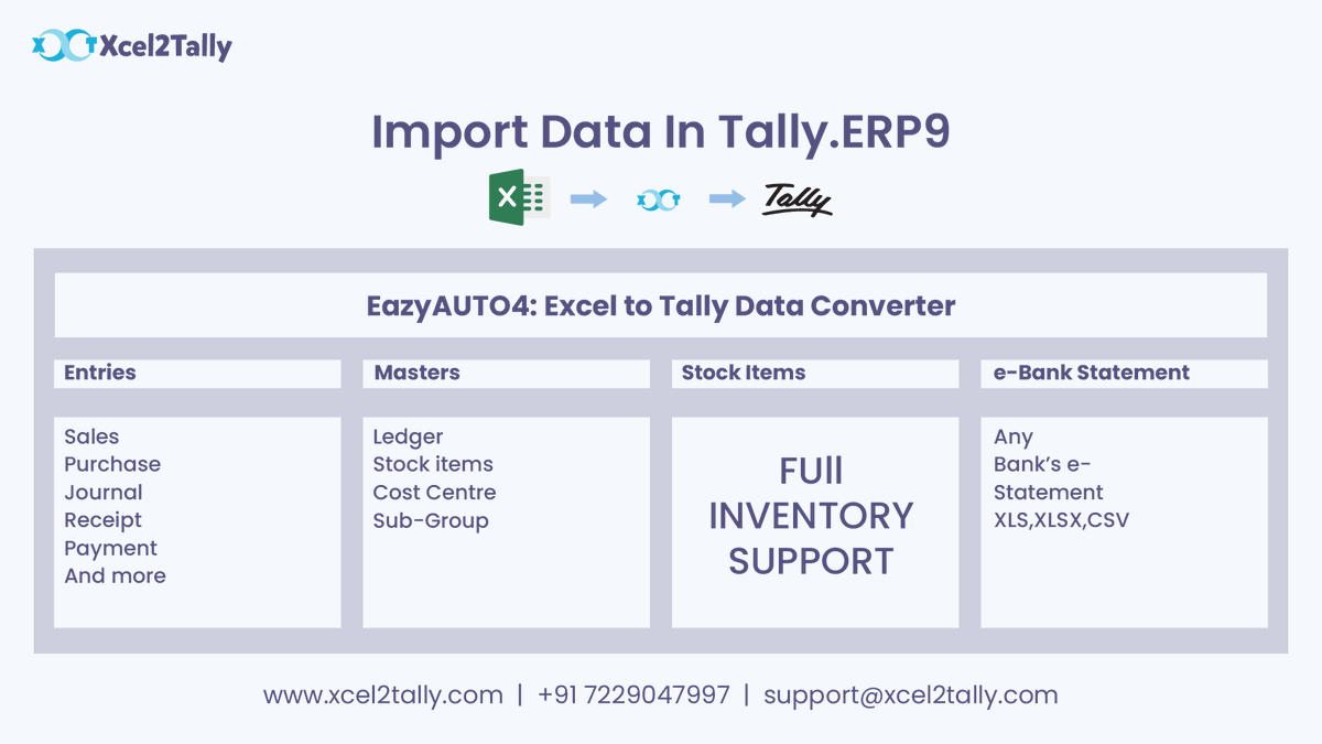Xcel2Tally's tweet photo. #ExceltoTally Data Converter.
Sales Import with #Inventory
Sales Import Without Inventory
and More...

Get a FREE Trial Now!

#Xcel2Tally #Excel2Tally #TallyErp9 #ExcelToTallyimport #TallyConverter #Accounting #Tallysolutions #Finance #TDL #StaySafeStayHome #WednesdayThoughts https://t.co/nvIRefpU0E