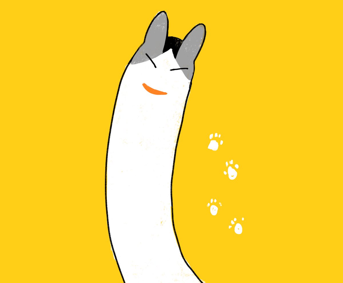 no humans simple background cat :3 yellow background solo looking at viewer  illustration images