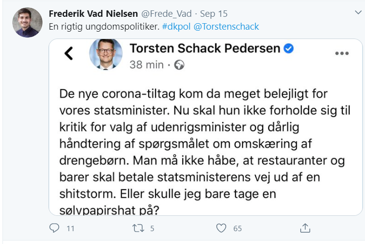 WorchHansen's tweet photo. @Frede_Vad @Torstenschack "En rigtig ungdomspolitiker." #dkpol @Frede_Vad https://t.co/b7DOIvQiw4
