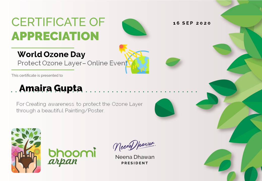 Amaira_Gupta17's tweet photo. My painting for Bhoomi Arpan Foundation. I understand the importance of the Ozone Layer and you can too. Itโs not to early and itโs definitely not too late :) #UNEnable #Envision2030 #SDGs #SustainableDevelopmentGoals #SDG2030 #sdgdelhi #BuildBackSustainable https://t.co/tmPoIgcXmS