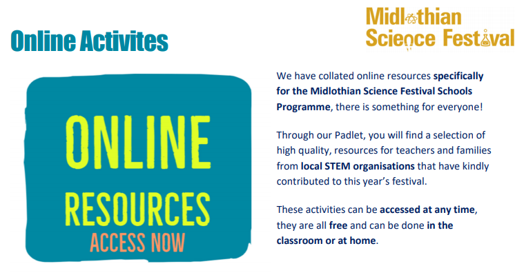EBSOClab's tweet image. The @MidlothSciFest Schools Programme has a fantastic collection of 🖥️FREE ONLINE RESOURCES🖥️ from LOCAL STEM organisations! 

Thank you to all the organisations that have contributed! 
Download ⬇️the programme to access this resource!  edin.ac/3jRtdKU  

#MSFschools2020