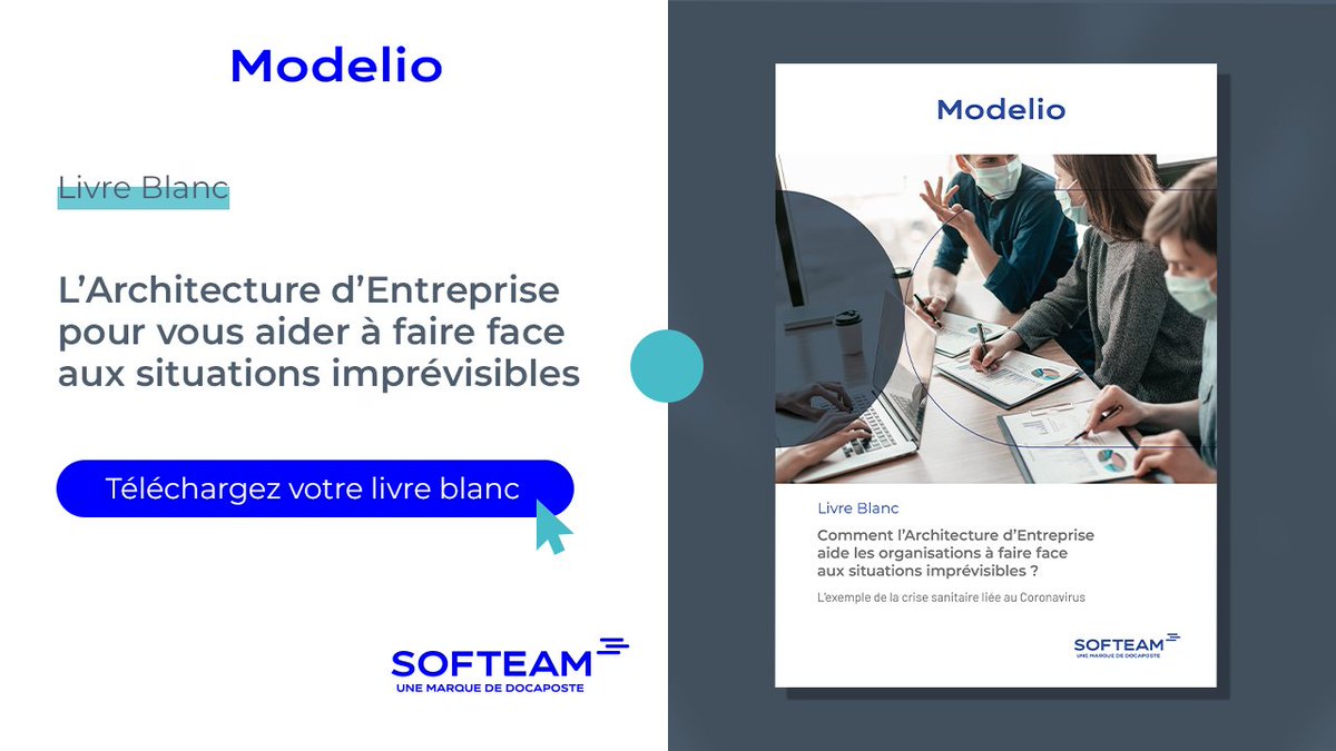 "L'Architecture d'Entreprise pour faire face aux situations imprévisibles", livre blanc proposé par <a href="/modeliosoft/">Modelio - Softeam BU Software</a>, solution de <a href="/SofteamGroup/">Softeam</a>. Comment peut-on les anticiper ? L'#AE peut-elle apporter des solutions ? pour en savoir plus 👉 bit.ly/2RRVfd2