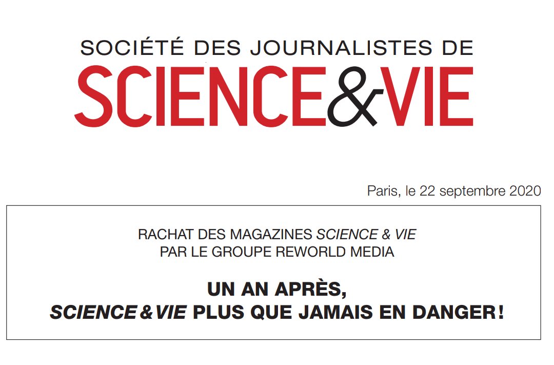 SDJ_Science_Vie's tweet image. 📢🗣️‼️
[COMMUNIQUÉ]
Un an après le rachat par @ReworldMedia, @science_et_vie PLUS QUE JAMAIS EN DANGER !