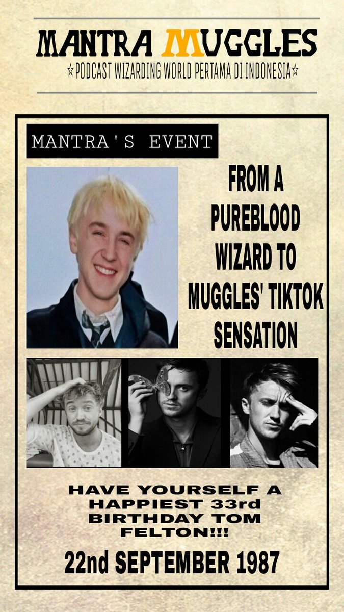 Wahhh, kayaknya kemarin ada yang baru aja ulang tahun ke-33 tahun nih! Yup, Tom Felton yang memerankan karakter Draco Malfoy di franchise "Harry Potter" baru saja berulang tahun yang ke-33 tahun! Happy belated birthday Tom Felton! 🎂🎉