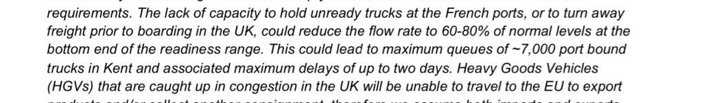 contained in a letter sent yesterday to industry, encouraging it to get prepared for the new border irrespective of whether there is a deal or not...delay scenario of 2 days - is almost the same as was in the Operation Yellowhammer No Deal documents (1.5 to 2.5 days) last year