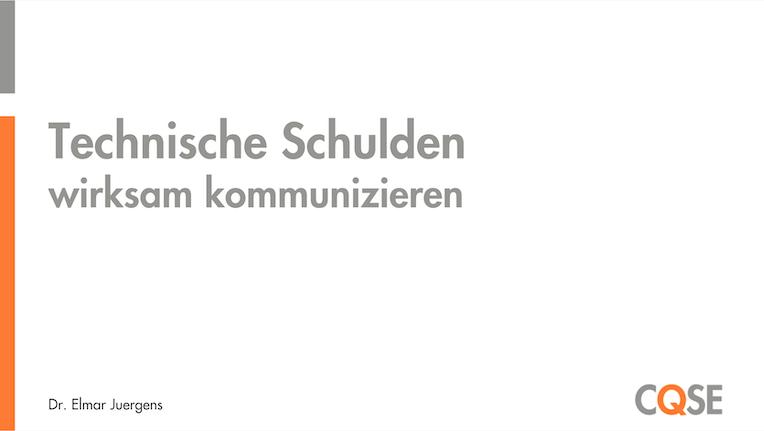 Die Folien zu <a href="/ElmarJuergens/">Elmar Juergens</a>' Vortrag über #TechnicalDebt auf dem #JavaForumStuttgart sind online unter cqse.eu/jfs2020ts #jfs2020