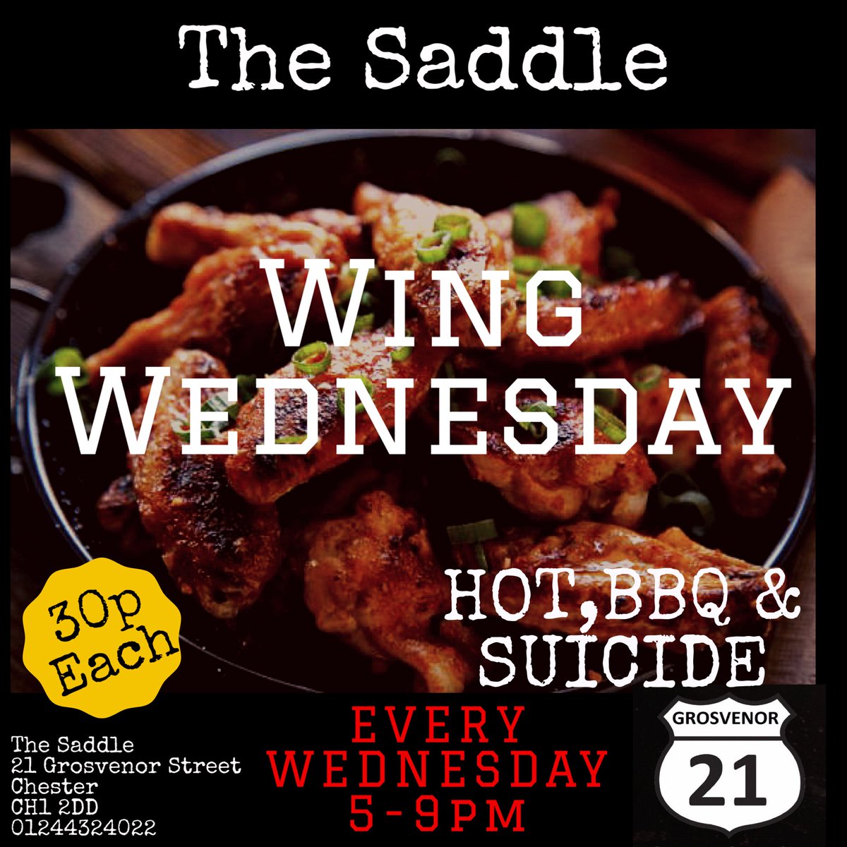 Live Music Wing Wednesday - wings just 30p each @saddle_the @SkintChester @ShitChester @UoCEvents_Mgt @Berni13 @WeLoveChester  @Rach_A_Rama @WeAreChester  @chestertweetsuk  @CH1Chester @starpubsandbars #chester  #chestercity @CH1independents @carlh1610