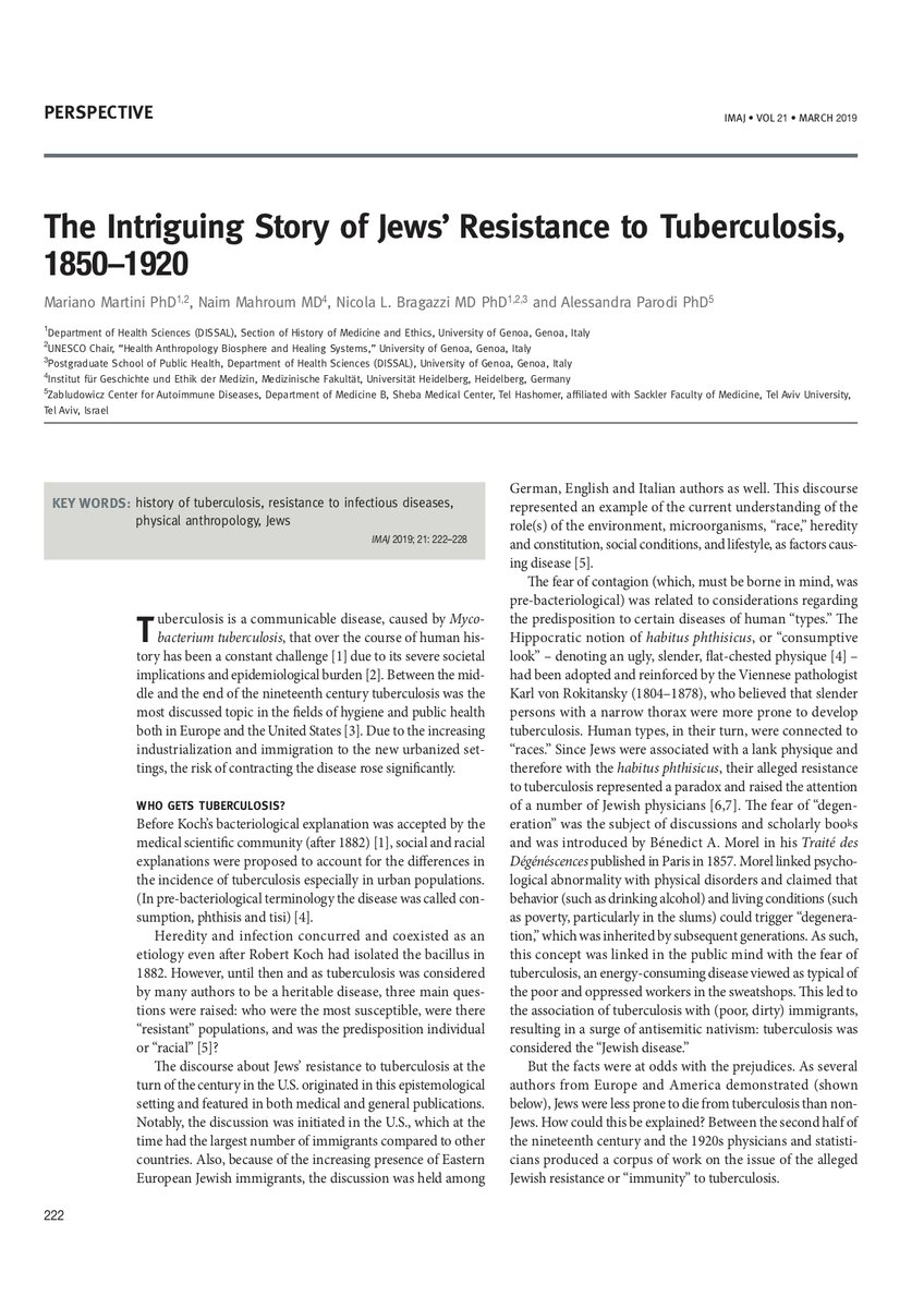 342) The earlier article regarding Jews’ supposed resistance to tuberculosis comes to mind.Very suspicious indeed.Nevertheless, let’s continue with Jewish contributions to public “health” measures.