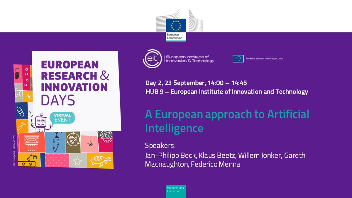 EITeu's tweet photo. What's happening on #RiDaysEU day 2? 👀
⚙️ 10:30 - 10:45 - Live pitching of 3DStrong @ #ScienceIsWonderful booth 31
👁️ 14:00 - 14:45 - 'A European approach to AI' panel @ #EITHub
🇪🇺 16:00 - 16:45 - #EITForum 'EIT boosting regional innovation across Europe' @ #EITHub https://t.co/ai2TFp6VBg