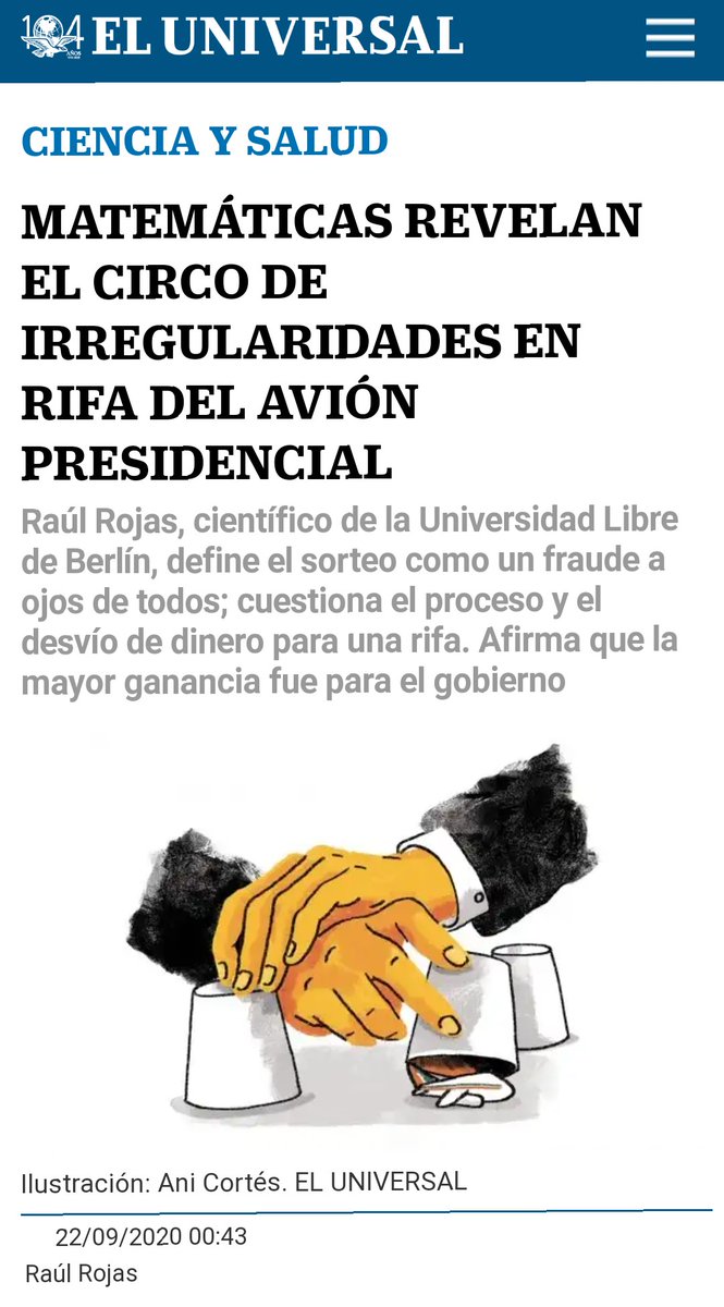 3.-  @lopezobrador_ ha utilizado el avión presidencial para recabar dinero y engañar a todo mundo e incluso comprando boletos para los hospitales para después regresarles supuestamente ese dinero que sabemos nunca llegará a esos hospitales.El periódico el UNIVERSAL muestra a