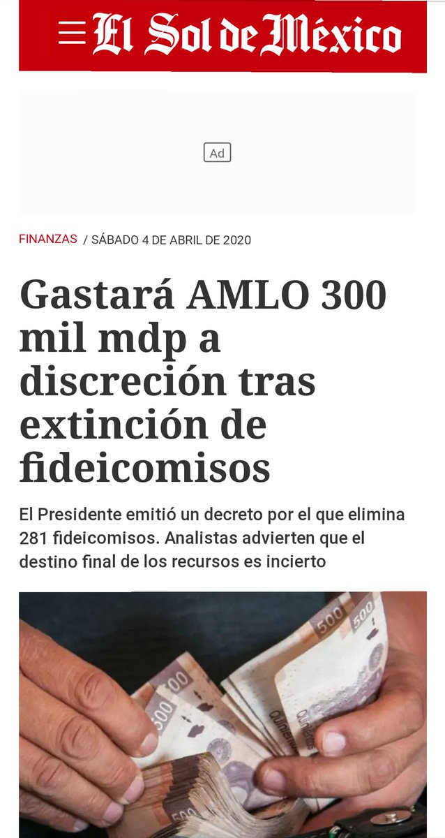 7.-  @lopezobrador_ desapareció el fondo de estabilización 279,770 mdp y de los fideicomisos públicos gastará 300,000 mdp y todo esto se fué, e irá a sus proyectos faraónicos y sus programas clientelares.. También en su gobierno la corrupción no se detiene y el hermano de 