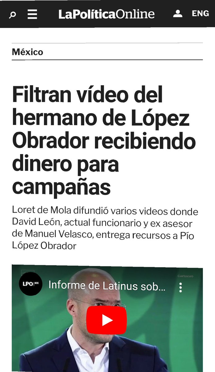 8.- de  @lopezobrador_ Pío López Obrador fue captado en videos recibiendo millones de pesos para la campaña del mismo  @lopezobrador_ se calcula un aproximado de 685 millones de pesos que salieron del gobierno de Chiapas y ese dinero era para mujeres pobres de ese Estado