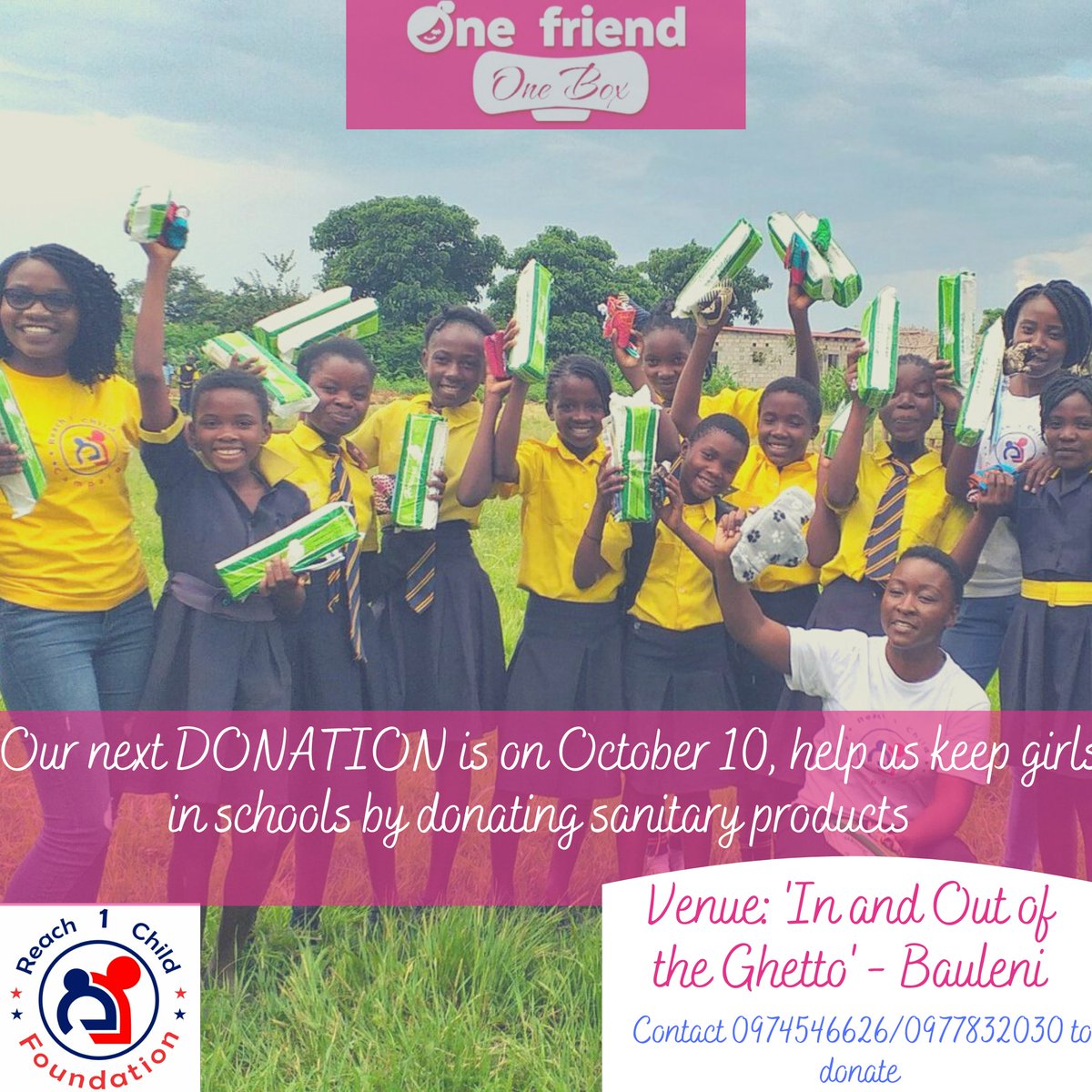 ChibweLumpa's tweet photo. Will be donating sanitary products to girls in Bauleni on 10th October in commemoration of international day of the girl Child which falls in Oct 11.
Support us in any way you can #endperiodpoverty #1FRIEND1BOX
@NgosaSandra @MumbaMwa @HLZambia @dawa_health @agtmsd @CHEMBOMUSIC https://t.co/tU9WhZPRsn