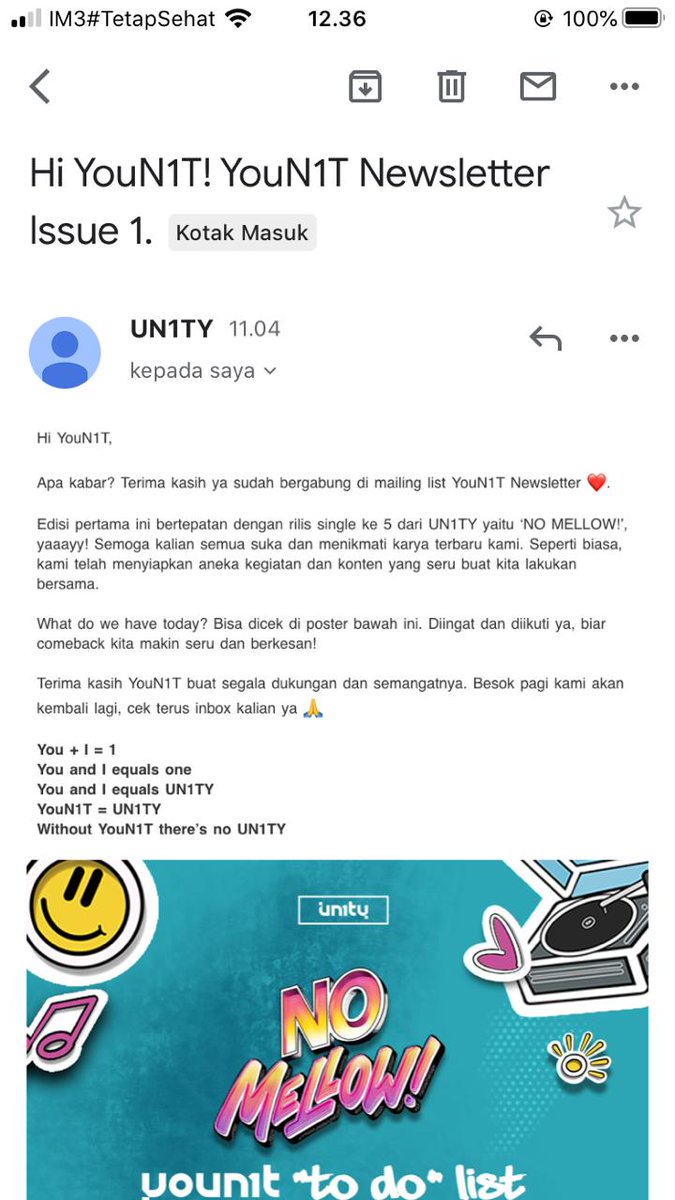 ebikatbong2's tweet photo. Dapet surat cinta juga nih 💖 @UN1TY_Official #UN1TYNoMellow #UN1TYStreamingParty #NoMellowStreamingParty https://t.co/uL93OZaoSY