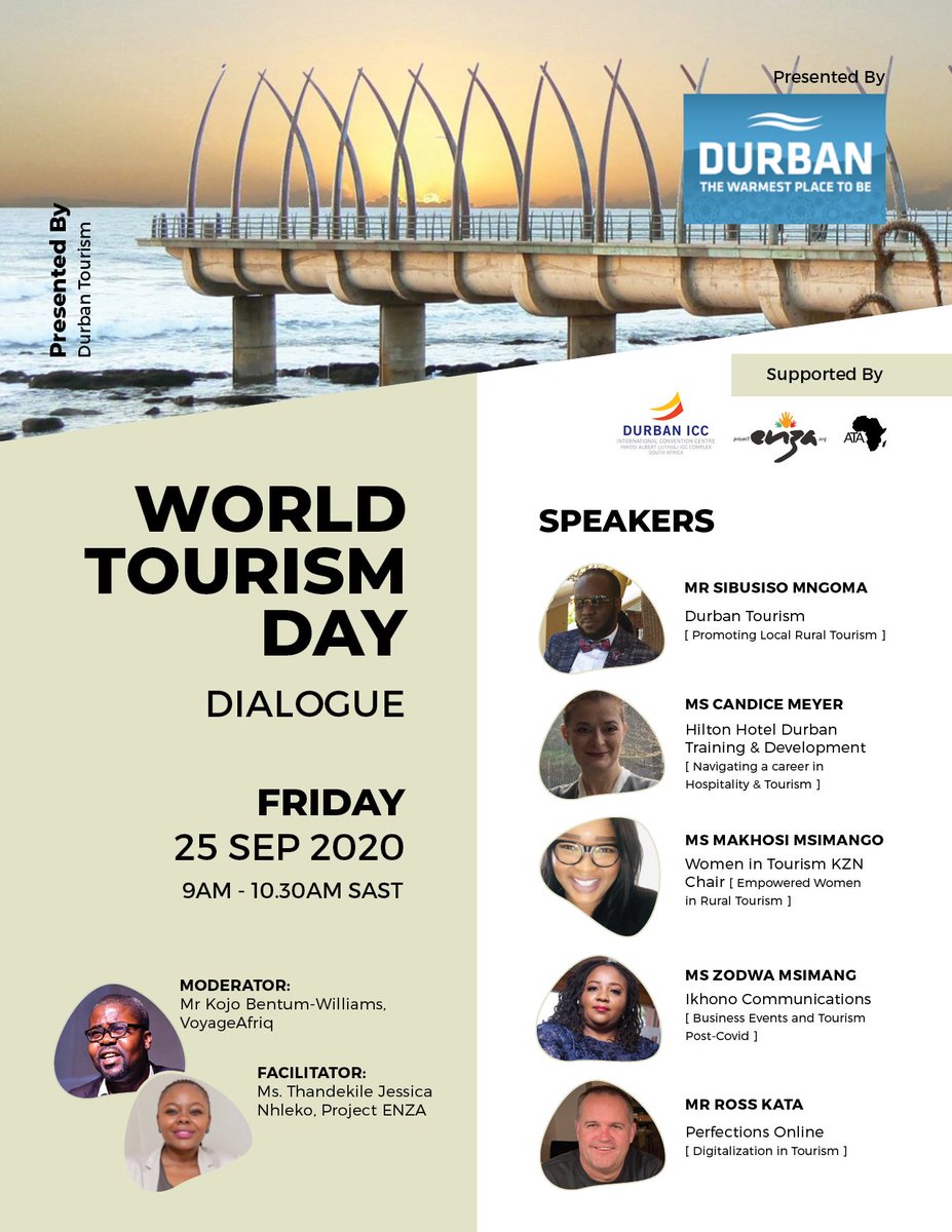 Working together to build a tourism sector that works for everyone, where sustainability and innovation are part of everything we do - <a href="/UNWTO/">UN Tourism</a> #TourismMonth2020 #WTD2020 #RestartTourism #RuralTourism #HeritageMonth #DurbanHasMore #enza🤚🏽