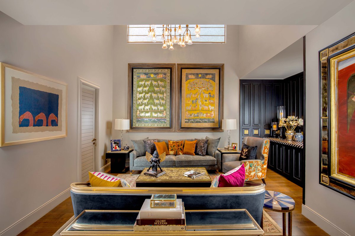 LivingetcInd's tweet photo. Designed by Sachin and Neha Gupta of Beyond Designs this is a heady, highly accessorised home, where, a steady flow of objects of art will lead the eye from one intriguing corner to the next! Download our issue to see more : https://t.co/6FBPfdJin4 https://t.co/GgbSw6NyHm