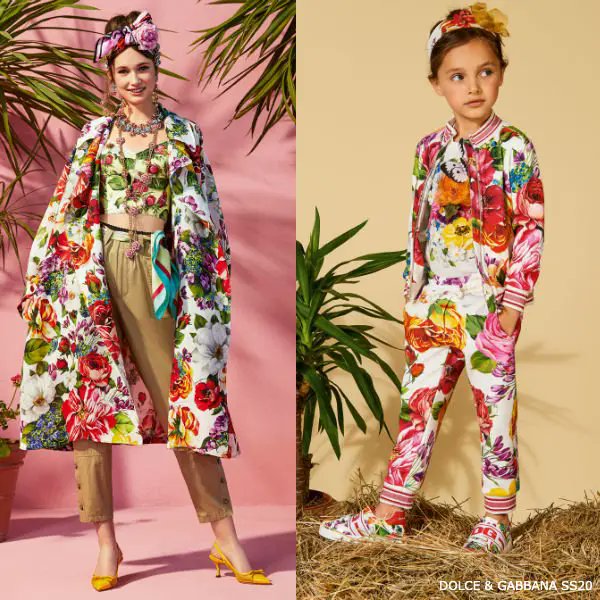 Adorable girl’s mini-me white cotton #tracksuit by Dolce &amp; Gabbana features the exclusive blooming colourful #floral print. bit.ly/300vKuQ