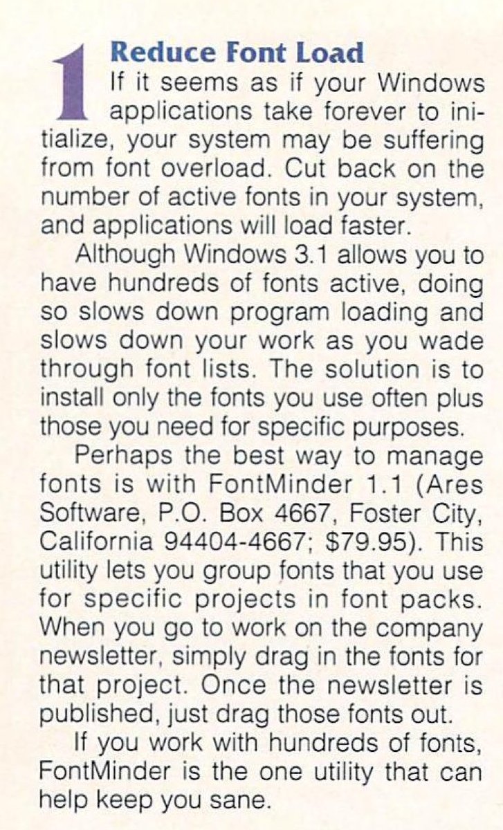 One of the main articles is about improving windows and tip #1 is "fewer fonts", and to that I can only say NO