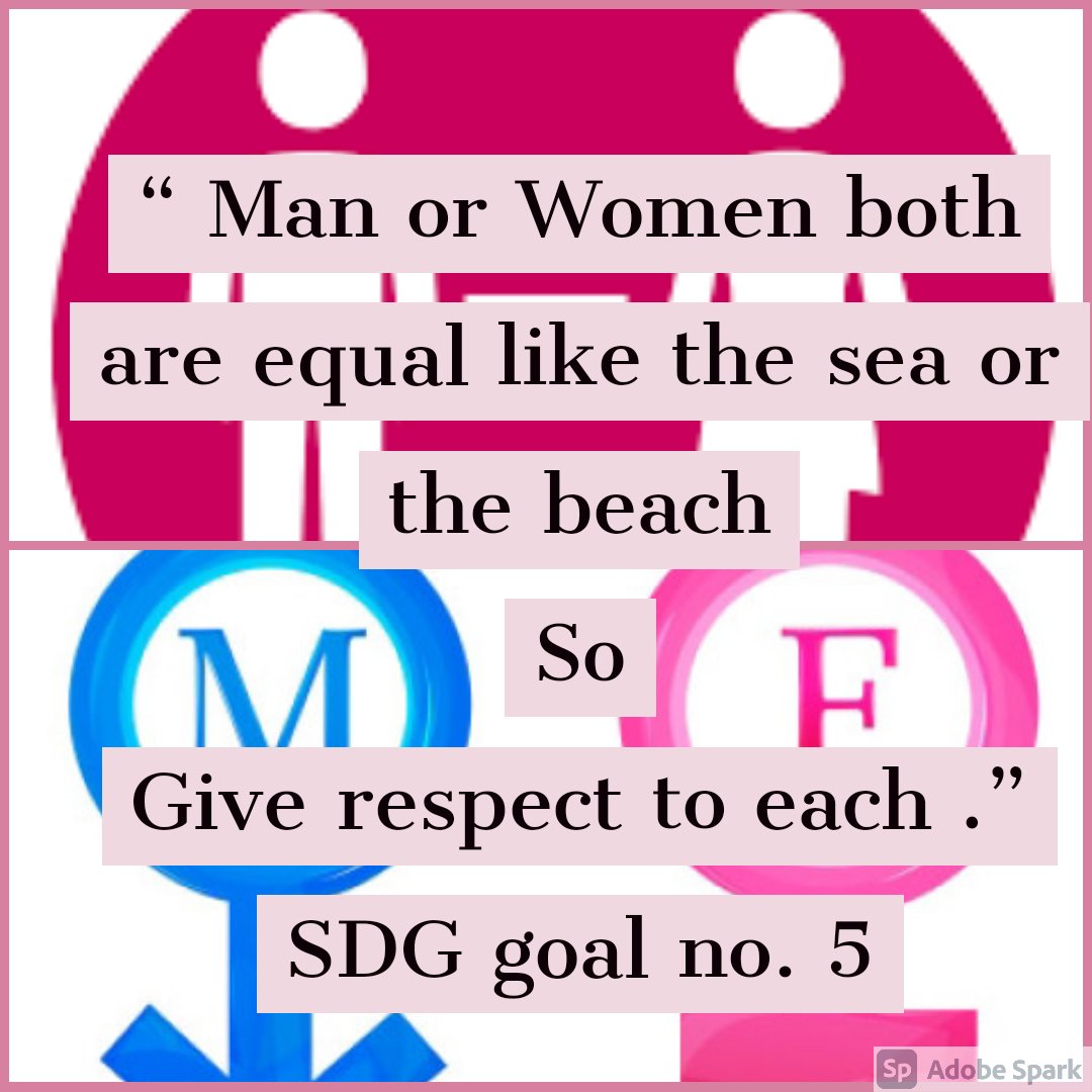 Name: Anu Theresa Dhanwar 
Grade 12th A  
#kamlanehrupublicschool, india  
@sdgchoupal @SDGaction @edu_sdg #Act4SDGs #TurnItAround #ForPeopleForPlanet @KnpsIndia @pkdhillon08 @riseup4sdge @tkaur2210 @amritapoo 
Slogan of  SDG goal number  . 5 
Gender equality