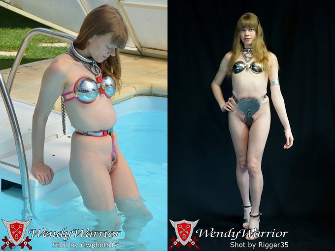 Here are my 2 main chastity bras. Left: My-Steel with pink lining. Right: Chinese chastity bra I welded<a href="/tag/locktober"class="tags"><span>#locktober</span></a>