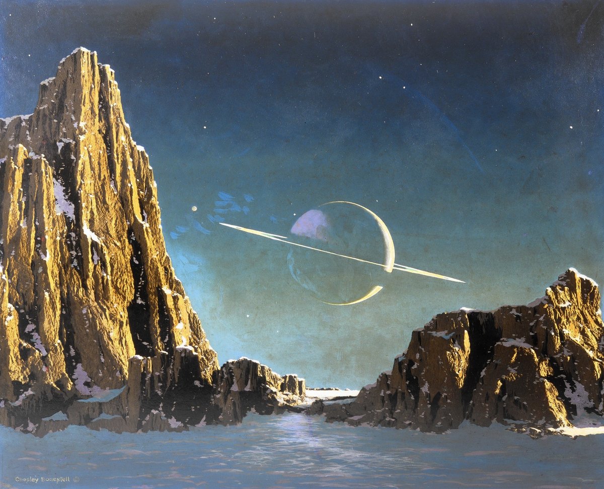 "Saturn from Titan" by Chesley Bonestell, 1944.